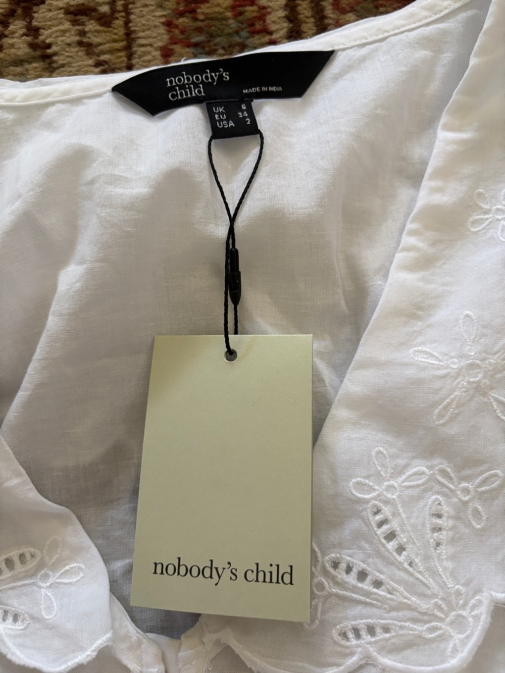 NWT Nobody’s Child White Frill Eyelet Broderie Collar Simon Peplum V Neck Top - Picture 8 of 10